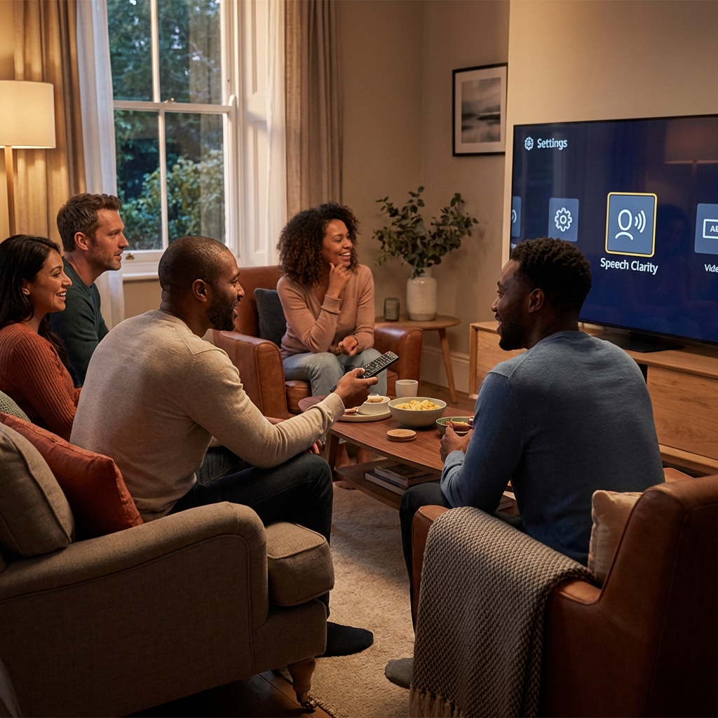 How to watch with a group without missing dialogue: captions, audio modes, and room setup